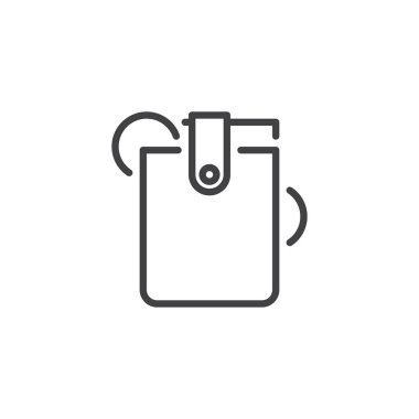 M-cüzdan anahat simgesi. Mobil kavramı ve web tasarım için doğrusal stili işaret. Cüzdanı para basit çizgi vektör simgesi olan. Sembol, logo illüstrasyon. Piksel mükemmel vektör grafikleri