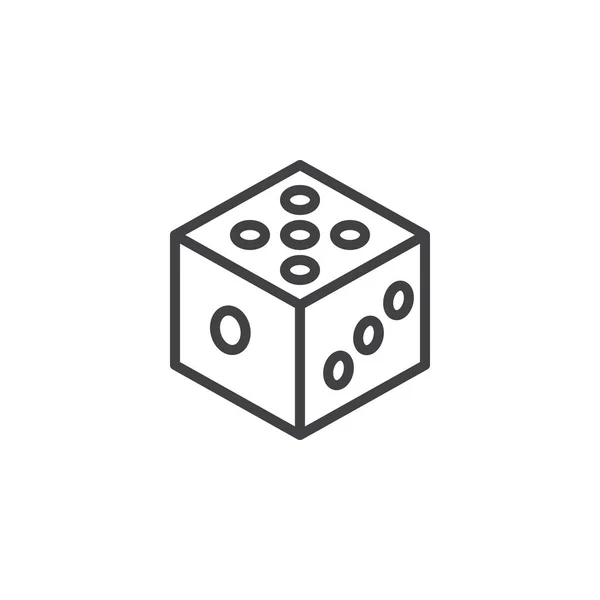 サイコロの線のアイコン ベクトル記号の概要線形スタイル ピクトグラム白で隔離 カジノ ギャンブル シンボル ロゴの図 編集可能なストローク — ストックベクタ