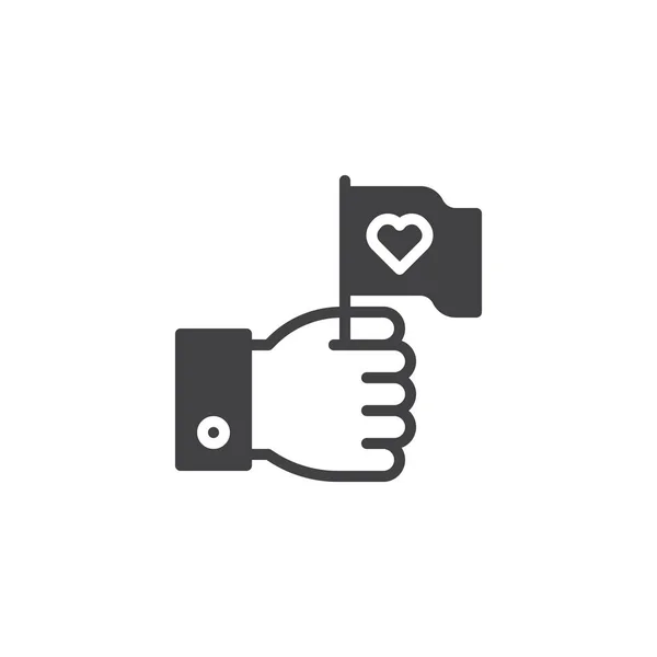 Hand Hold Flag Heart Icon Vector Filled Flat Sign Solid — Stock Vector