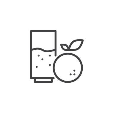 Portakal suyu cam anahat simgesi. Mobil kavramı ve web tasarım için doğrusal stili işaret. Taze narenciye içki basit çizgi vektör simgesi. Sembol, logo illüstrasyon. Piksel mükemmel vektör grafikleri