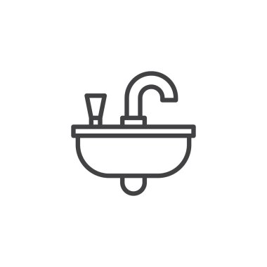 Anahat simgesini lavabo. Mobil kavramı ve web tasarım için doğrusal stili işaret. Lavabo basit çizgi vektör simgesi. Sembol, logo illüstrasyon. Piksel mükemmel vektör grafikleri