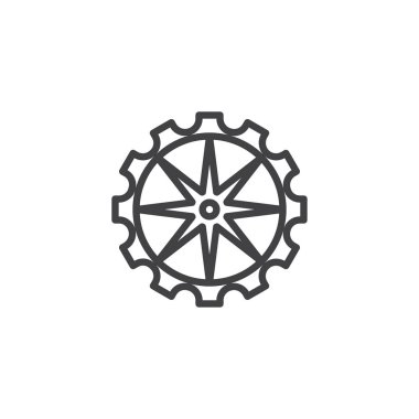 Karikatür anahat simgesi. Mobil kavramı ve web tasarım için doğrusal stili işaret. Dişli çark basit çizgi vektör simgesi. Ayarı simgesi, logo illüstrasyon. Piksel mükemmel vektör grafikleri