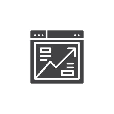 Tarayıcı analytics simge vektör. Mobil kavramı ve web tasarım için düz işareti dolu. Online finansal analytics basit katı simgesi. Sembol, logo illüstrasyon. Piksel mükemmel vektör grafikleri