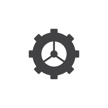 Dişli vektör simgesi. Mobil kavramı ve web tasarım için düz işareti dolu. Karikatür basit katı simgesi. Ayarı simgesi, logo illüstrasyon. Piksel mükemmel vektör grafikleri