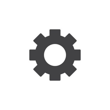 Gearwheel vektör simgesi. Mobil kavramı ve web tasarım için düz işareti dolu. COG wheel basit katı simgesi. Ayarı simgesi, logo illüstrasyon. Piksel mükemmel vektör grafikleri