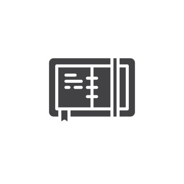 Yer işareti vektör simgesi olan açık kitap. Mobil kavramı ve web tasarım için düz işareti dolu. Eğitim basit katı simgesi. Sembol, logo illüstrasyon. Piksel mükemmel vektör grafikleri