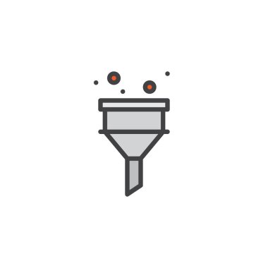 Huni filtre dolu anahat simgesini, çizgi vektör işareti, üzerinde beyaz izole doğrusal renkli sembol. Sıvı sembolü, logo illüstrasyon filtre uygulamak için filtre. Piksel mükemmel vektör grafikleri