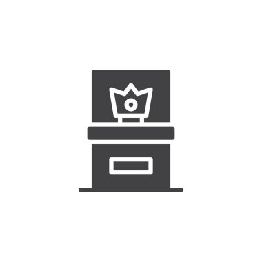 Taç cam vitrin, tarihi Müzesi vektör simgesi. Mobil kavramı ve web tasarım için düz işareti dolu. basit katı simgesi. Sembol, logo illüstrasyon. Piksel mükemmel vektör grafikleri