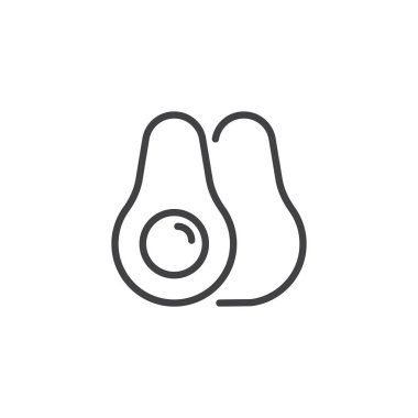 Avokado anahat simgesi. Mobil kavramı ve web tasarım için doğrusal stili işaret. Tropikal meyve basit çizgi vektör simgesi. Sembol, logo illüstrasyon. Piksel mükemmel vektör grafikleri