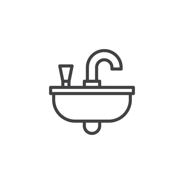 Konturensymbol Lineares Stilschild Für Mobiles Konzept Und Webdesign Waschbecken Einfaches — Stockvektor