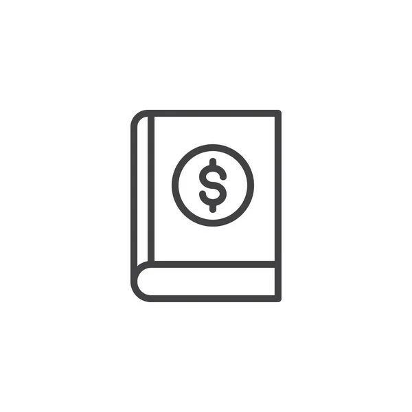Boek Met Dollar Overzicht Pictogram Lineaire Stijl Teken Voor Mobiele — Stockvector