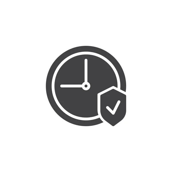 Reloj Escudo Icono Vector Signo Plano Lleno Para Concepto Móvil — Vector de stock