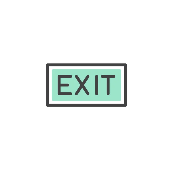 Exit Sign Icon Vector Linear Flat Sign Bicolor Pictogram Green — Stock Vector