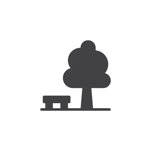 Listnatý Strom Lavice Vektorové Ikony Plné Ploché Znamení Pro Mobilní — Stockový vektor