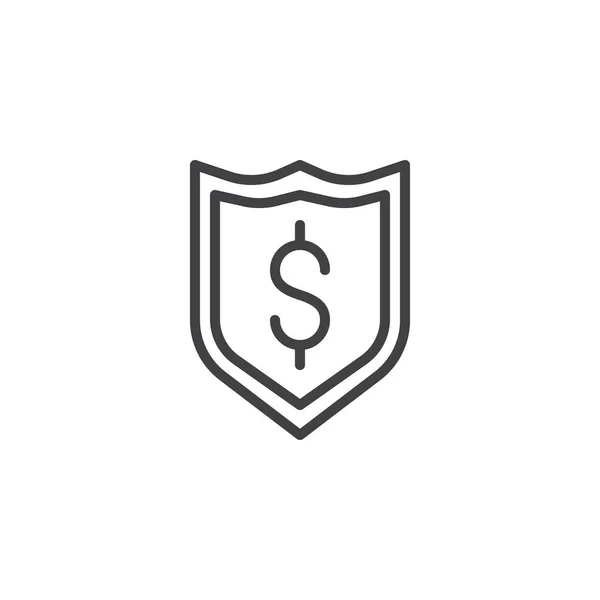 Icono Del Contorno Del Escudo Dólar Signo Estilo Lineal Para — Vector de stock