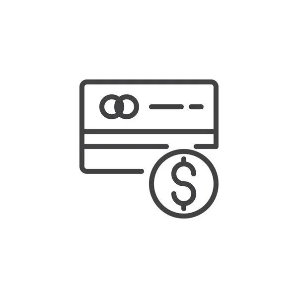 Kreditní Karty Dolar Mince Peníze Osnovy Ikona Lineární Styl Znak — Stockový vektor