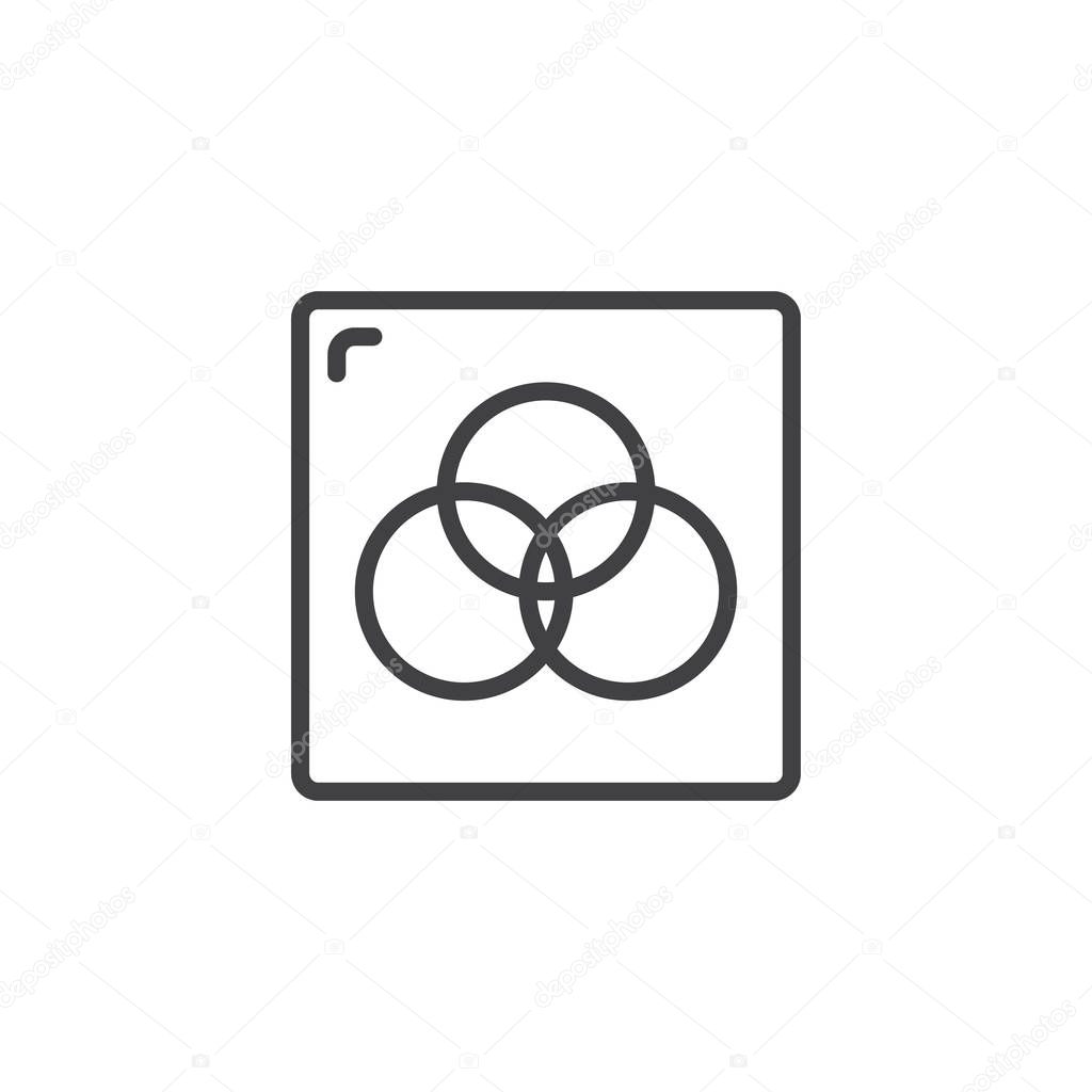 RGB color circles outline icon. linear style sign for mobile concept and web design. CMYK simple line vector icon. Symbol, logo illustration. Pixel perfect vector graphics