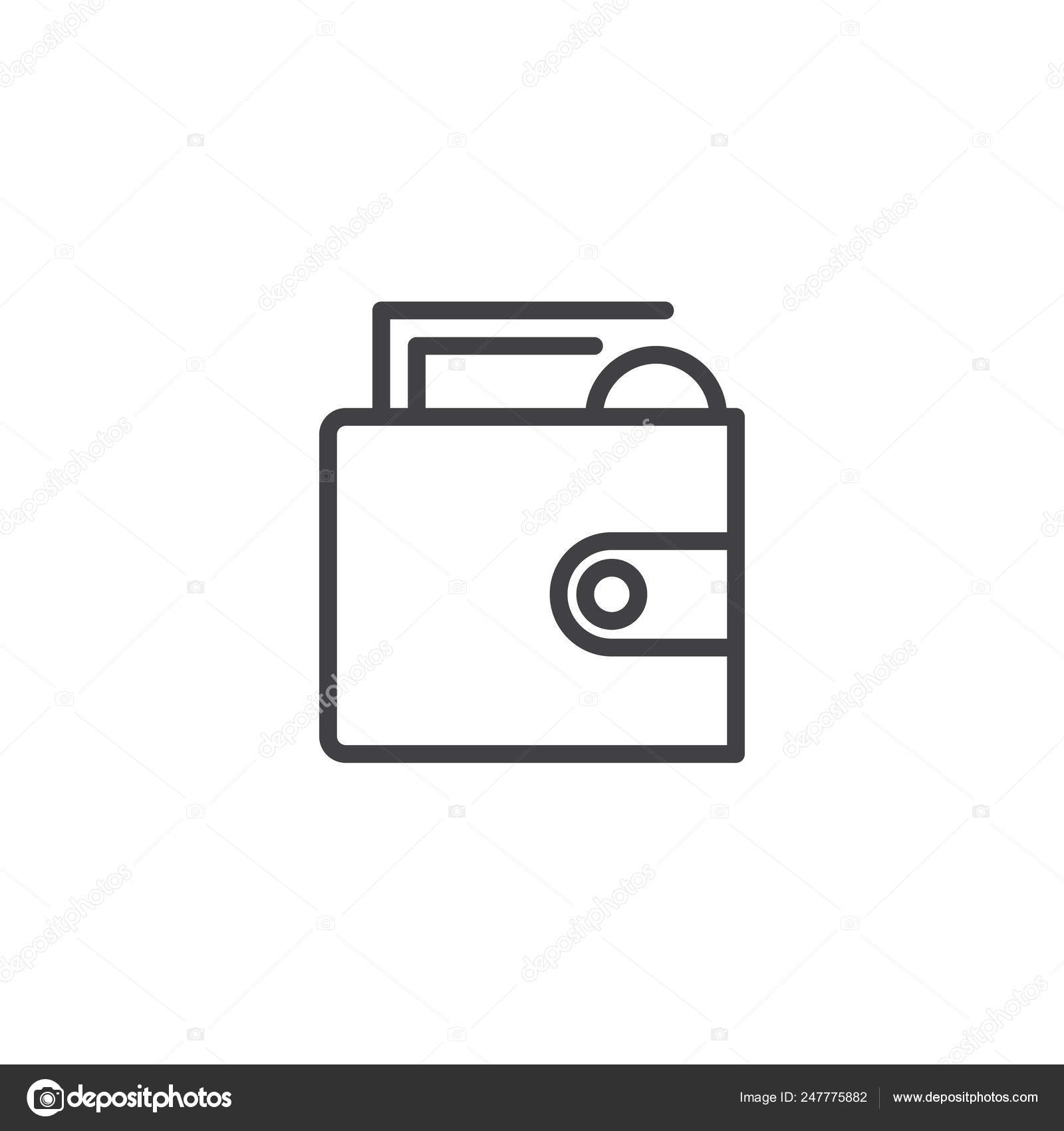 Wallet Money Outline Icon Linear Style Sign Mobile Concept - 