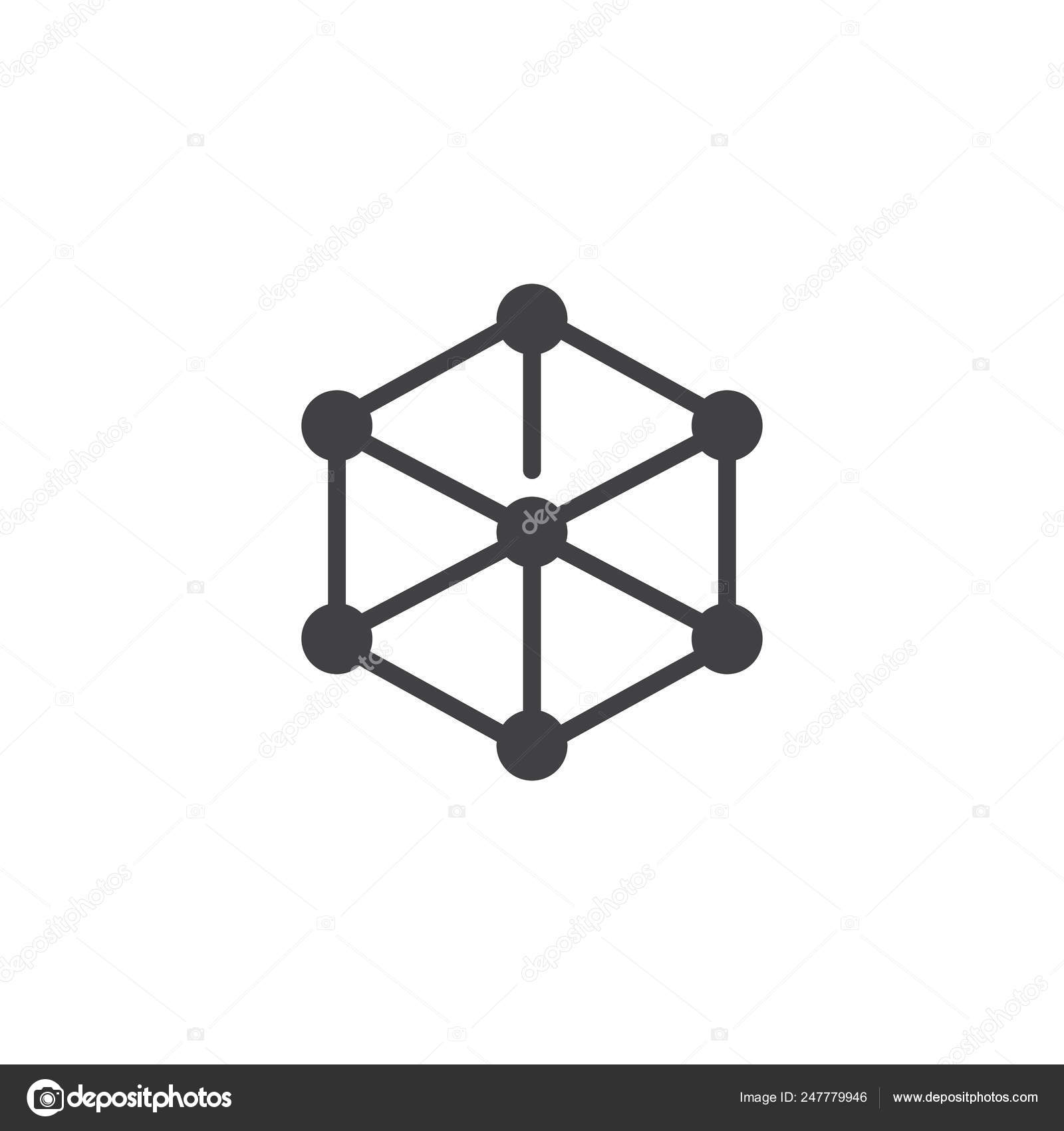 分子立方体结构矢量图标填充平面符号的移动概念和网页设计原子方块元素简单的实体图标徽标插图像素完美矢量图形图库矢量图©avicons 247779946