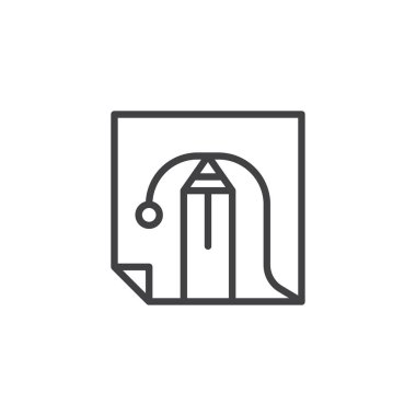 Grafik dosyası anahat simgesi. Mobil kavramı ve web tasarım için doğrusal stili işaret. Çizim kalem aracı basit bir çizgi vektör simgesi. Sembol, logo illüstrasyon. Piksel mükemmel vektör grafikleri