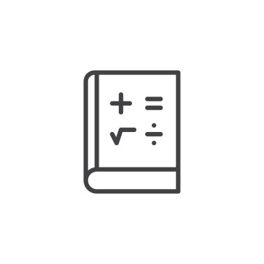 Matematik kitap anahat simgesi. Mobil kavramı ve web tasarım için doğrusal stili işaret. Matematik eğitim basit çizgi vektör simgesi. Sembol, logo illüstrasyon. Piksel mükemmel vektör grafikleri