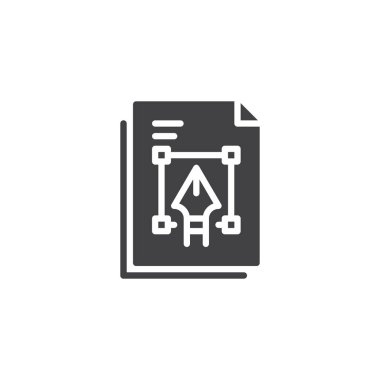 Grafik dosya vektör simgesi. Mobil kavramı ve web tasarım için düz işareti dolu. Kalem kağıt basit katı simgesi üzerinde çizim. Sembol, logo illüstrasyon. Piksel mükemmel vektör grafikleri