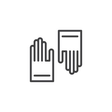 Lastik eldiven simgesi anahat. Mobil kavramı ve web tasarım için doğrusal stili işaret. Koruyucu Tıbbi eldivenler basit çizgi vektör simgesi. Sembol, logo illüstrasyon. Piksel mükemmel vektör grafikleri