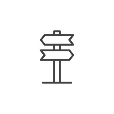 Yön tabelası, işaretçi panelleri simgesi anahat. Mobil kavramı ve web tasarım için doğrusal stili işaret. Yön yol işareti basit çizgi vektör simgesi. Sembol, logo illüstrasyon. Piksel mükemmel vektör grafikleri