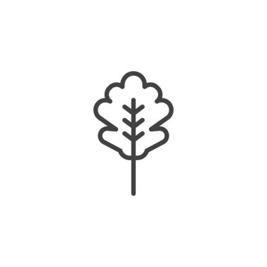 Meşe ağacı yaprak anahat simgesi. Mobil kavramı ve web tasarım için doğrusal stili işaret. Yaprak basit çizgi vektör simgesi. Sembol, logo illüstrasyon. Piksel mükemmel vektör grafikleri
