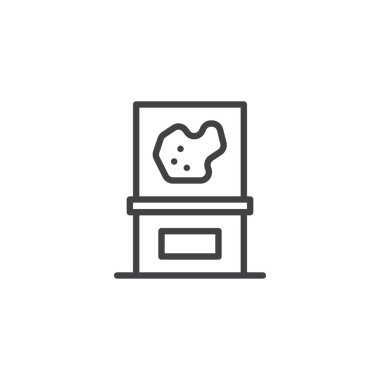 Sergi Fuar Müzesi anahat simgesi göktaşı parçası. Mobil kavramı ve web tasarım için doğrusal stili işaret. basit çizgi vektör simgesi. Sembol, logo illüstrasyon. Piksel mükemmel vektör grafikleri