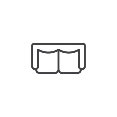 Kanepe en iyi görünümü anahat simgesi. Mobil kavramı ve web tasarım için doğrusal stili işaret. Basit çizgi vektör simge kanepe. Sembol, logo illüstrasyon. Piksel mükemmel vektör grafikleri