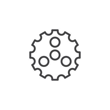 Karikatür anahat simgesi. Mobil kavramı ve web tasarım için doğrusal stili işaret. Dişli çark basit çizgi vektör simgesi. Sembol, logo illüstrasyon. Piksel mükemmel vektör grafikleri