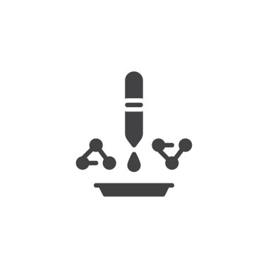 Damlalık molekül ve Laboratuar kapkacakları vektör simgesi olan. Mobil kavramı ve web tasarım için düz işareti dolu. Kimyasal deney basit katı simgesi. Sembol, logo illüstrasyon