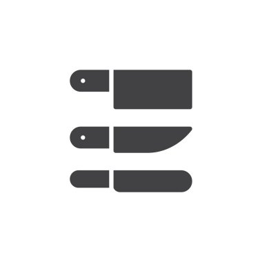 Mutfak bıçakları vektör Icon set. Mobil kavramı ve web tasarım için düz işareti dolu. basit katı simgesi. Sembol, logo illüstrasyon. Piksel mükemmel vektör grafikleri