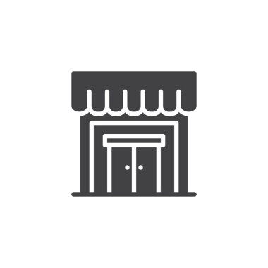 Mağaza vektör simgesi. Mobil kavramı ve web tasarım için düz işareti dolu. Piyasa basit katı simgesi. Sembol, logo illüstrasyon. Piksel mükemmel vektör grafikleri