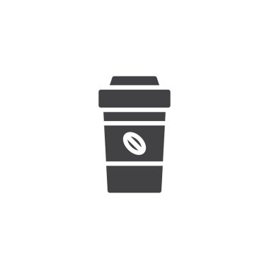 Kahve vektör simge götürün. Mobil kavramı ve web tasarım için düz işareti dolu. Kağıt kahve fincanı basit katı simgesi. Sembol, logo illüstrasyon. Piksel mükemmel vektör grafikleri