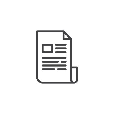 Gazete anahat simgesi. Mobil kavramı ve web tasarım için doğrusal stili işaret. Haber basit çizgi vektör simgesi. Sembol, logo illüstrasyon. Piksel mükemmel vektör grafikleri