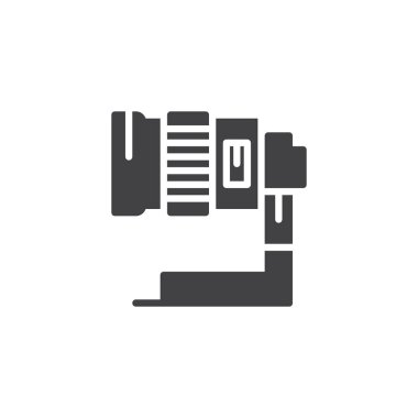 Kamera lens vektör simgesi. Mobil kavramı ve web tasarım için düz işareti dolu. Dijital kamera objektif basit katı simgesi. Sembol, logo illüstrasyon. Piksel mükemmel vektör grafikleri