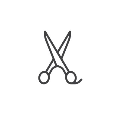 Makas anahat simgesini berber. Mobil kavramı ve web tasarım için doğrusal stili işaret. Saç salonu basit çizgi vektör simgesi. Sembol, logo illüstrasyon. Piksel mükemmel vektör grafikleri