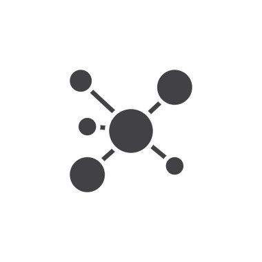 Hub ve bağlı bileşen vektör simgesi. Mobil kavramı ve web tasarım için düz işareti dolu. Bağlantıları basit katı simgesi. Sembol, logo illüstrasyon. Piksel mükemmel vektör grafikleri