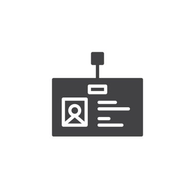 Office rozet vektör simgesi. Mobil kavramı ve web tasarım için düz işareti dolu. kimlik kartı basit katı simgesi. Sembol, logo illüstrasyon. Piksel mükemmel vektör grafikleri