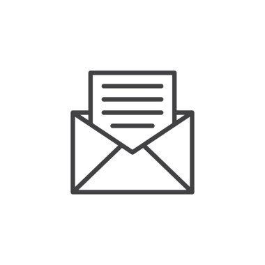 Zarf harf anahat simgesi ile açıldı. Mobil kavramı ve web tasarım için doğrusal stili işaret. Posta basit çizgi vektör simgesi alırsınız. Sembol, logo illüstrasyon. Piksel mükemmel vektör grafikleri