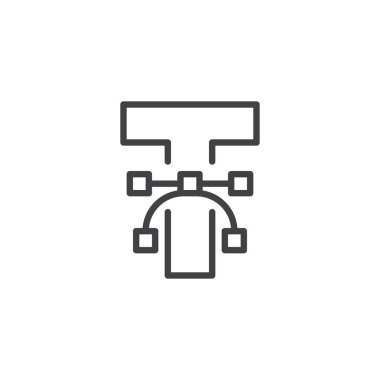 Vektör yazı tipi anahat simgesi. Mobil kavramı ve web tasarım için doğrusal stili işaret. Mektup T basit çizgi vektör simge çizim. Sembol, logo illüstrasyon. Piksel mükemmel vektör grafikleri