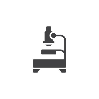 Mikroskop araştırma vektör simgesi. Mobil kavramı ve web tasarım için düz işareti dolu. Laboratuvar ekipmanları basit katı simgesi. Sembol, logo illüstrasyon. Piksel mükemmel vektör grafikleri