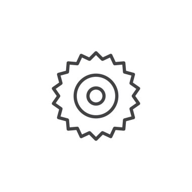 COG wheel anahat simgesi. Mobil kavramı ve web tasarım için doğrusal stili işaret. Gearwheel basit bir çizgi vektör simgesi. Ayarı simgesi, logo illüstrasyon. Piksel mükemmel vektör grafikleri