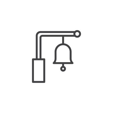 Tren istasyonu zil anahat simgesini. Mobil kavramı ve web tasarım için doğrusal stili işaret. basit çizgi vektör simgesi. Sembol, logo illüstrasyon. Piksel mükemmel vektör grafikleri