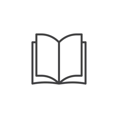 Açık kitap sayfaları simgesi anahat. Mobil kavramı ve web tasarım için doğrusal stili işaret. Basit çizgi vektör simge okuma Kütüphane. Sembol, logo illüstrasyon. Piksel mükemmel vektör grafikleri