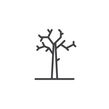 Kuru ağaç anahat simgesi. Mobil kavramı ve web tasarım için doğrusal stili işaret. ölü ağaç basit çizgi vektör simgesi. Sembol, logo illüstrasyon. Piksel mükemmel vektör grafikleri