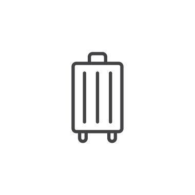 Seyahat çanta anahat simgesi. Mobil kavramı ve web tasarım için doğrusal stili işaret. Bagaj vektör simge satırı vektör simgesi. Sembol, logo illüstrasyon. Piksel mükemmel vektör grafikleri