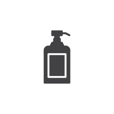 Handwash sıvı sabun vektör simgesi. Mobil kavramı ve web tasarım için düz işareti dolu. El dezenfektanı basit katı simgesi. Sembol, logo illüstrasyon. Piksel mükemmel vektör grafikleri